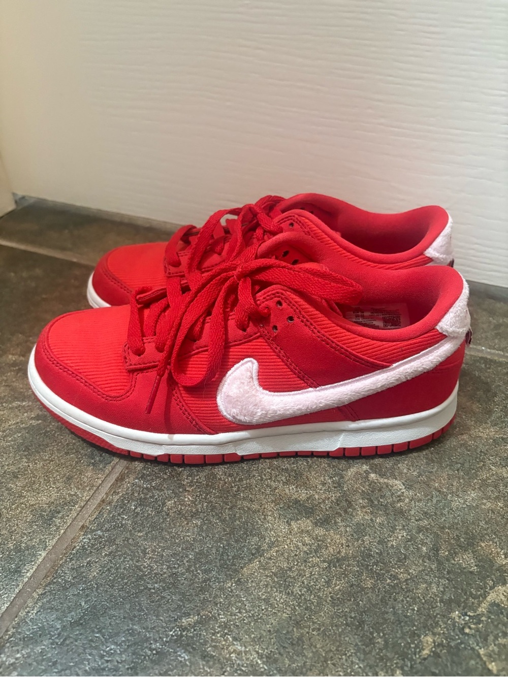 Nike Kids Red Low-Top Sneakers with White Swoosh Accent